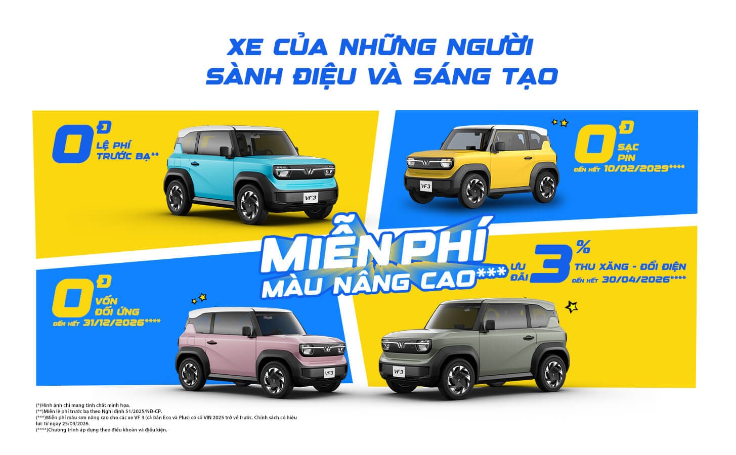 Ưu đãi miễn phí màu nâng cao VinFast