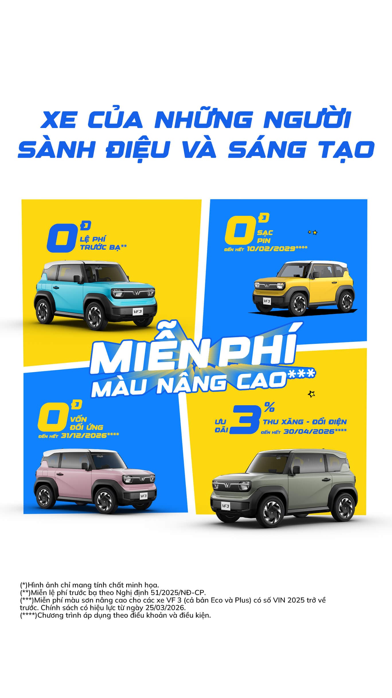 Ưu đãi miễn phí màu nâng cao VinFast